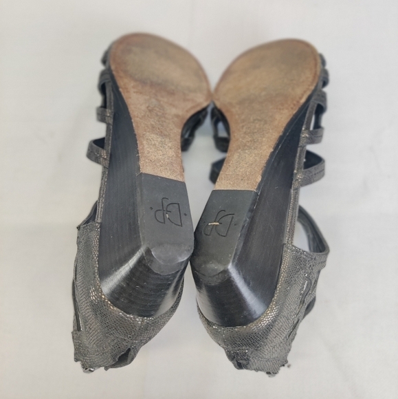 Donald J Pliner Gladiator Sandals Black Leather Low Wedge Women's Sz 8 N - Picture 9 of 13